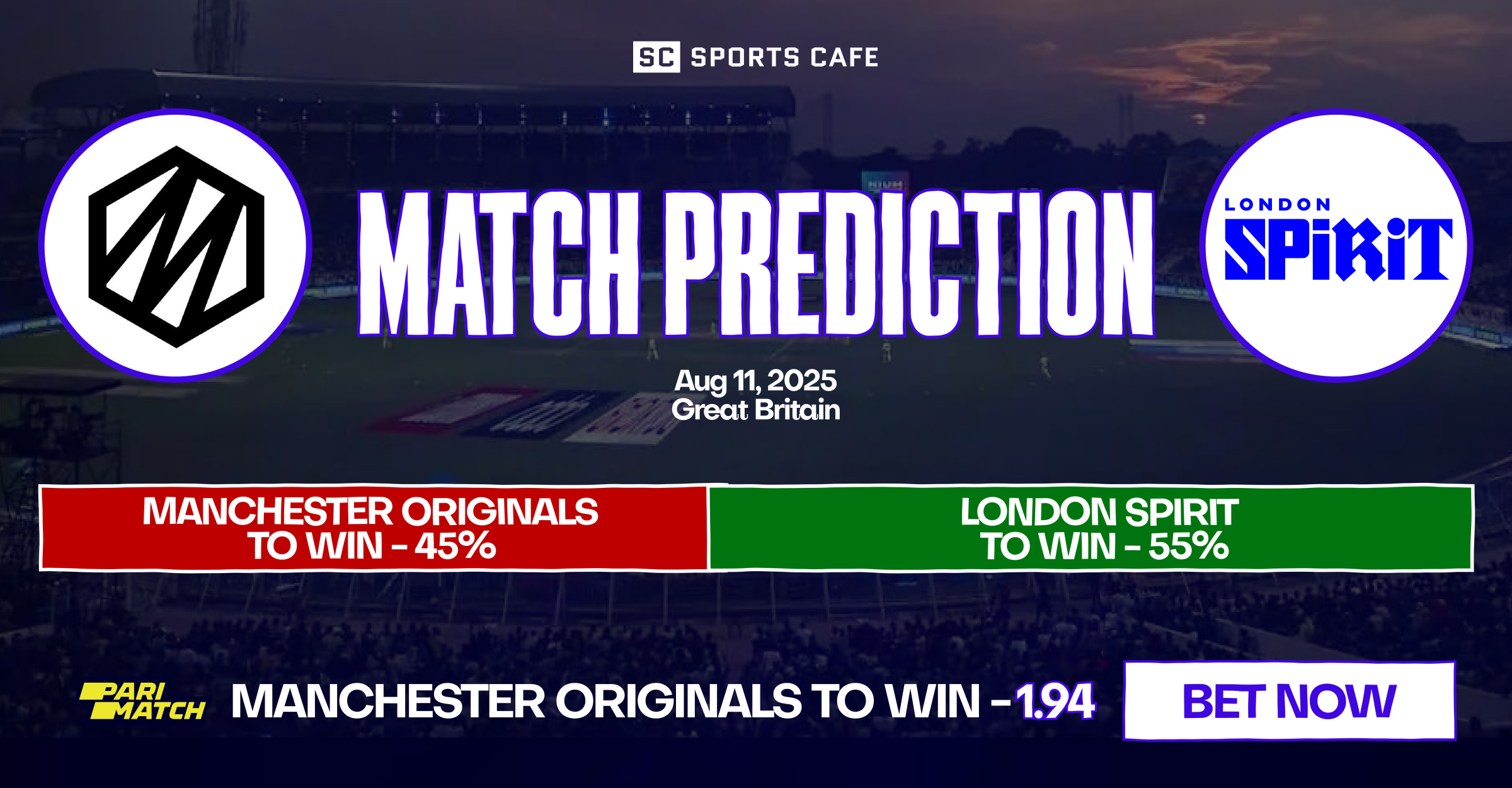Manchester Originals vs London Spiri match prediction.